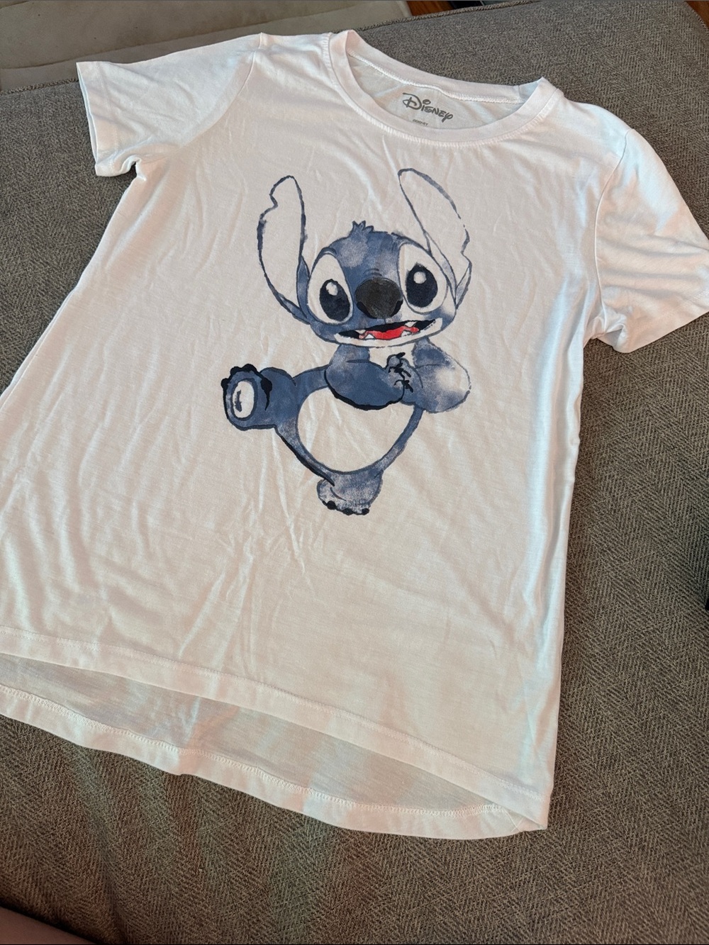 Disney White Tee with Blue Stitch Graphic